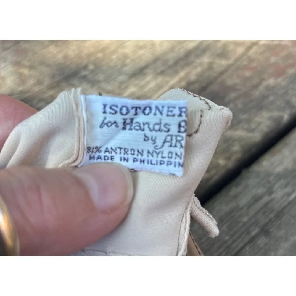 Vintage‎ Isatoner Gloves by Aris Tan Nylon and Spandex Philippines size 6.5-7